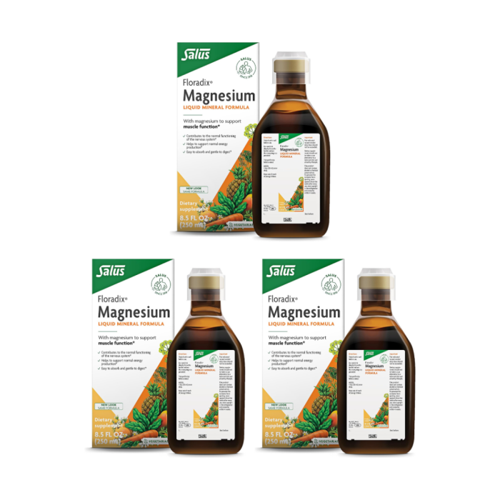 Salus Floradix Magnesium Liquid Mineral Supplement 250ml - Pack of 3