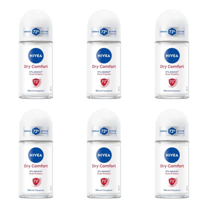 Nivea Dry Comfort Antiperspirant Women's Roll on 50 ML - Pack of 6
