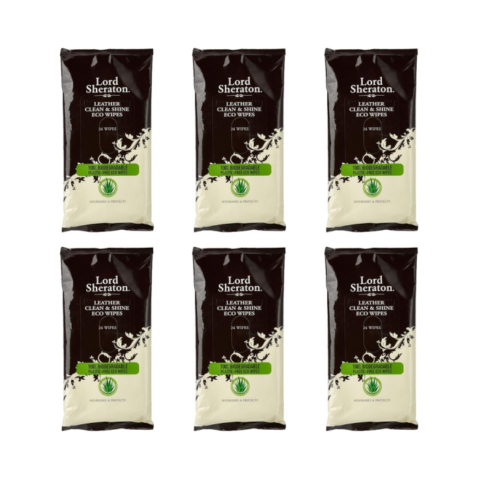 Lord Sheraton Leather Eco Wipes Clean & Shine 24 Wipes - Pack of 6