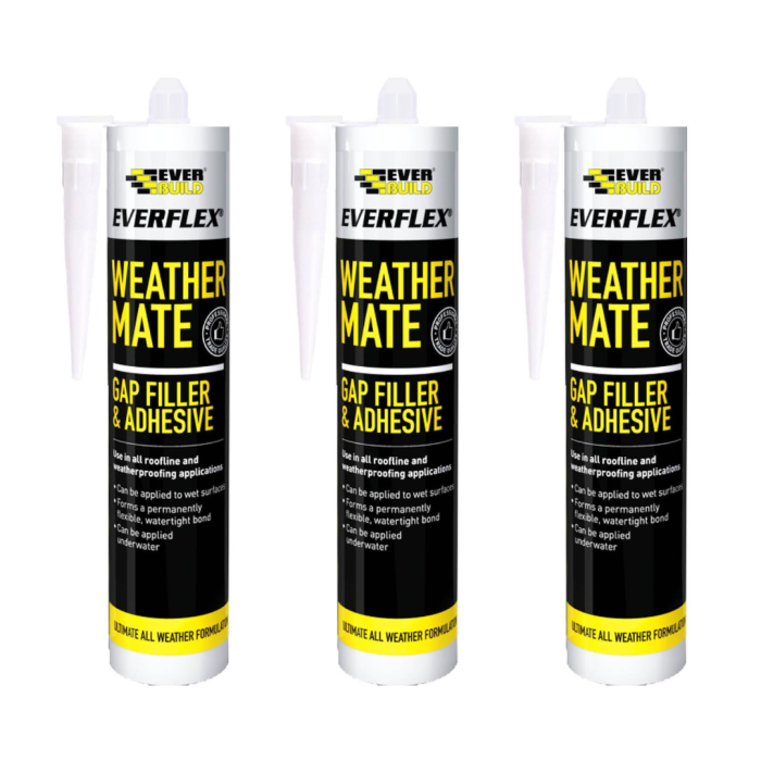 Everbuild Everflex Weather Mate White Gap Filler & Adhesive Sealant 295ml - Pack of 3