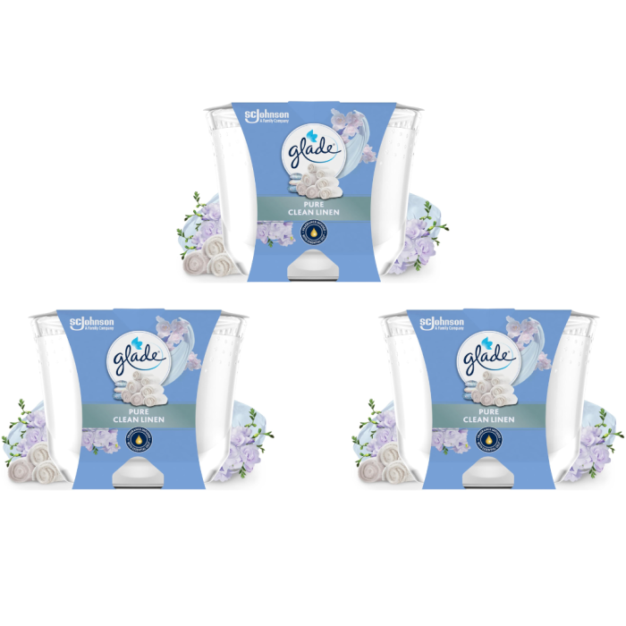 Glade Pure Clean Linen Scented Jar Candle 204g - Pack of 3