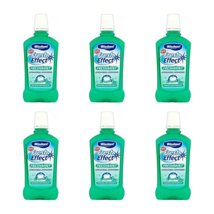 Wisdom Fresh Effect Freshmint Antibacterial Mouthwash 500 ML - Pack of 6