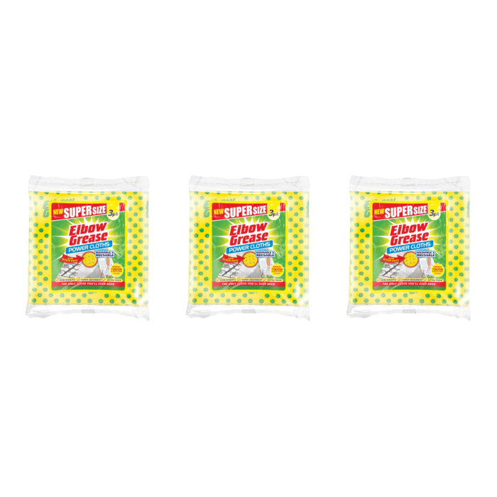 Elbow Grease Super Size Power Cloths with Scrub Dots pack of 3
