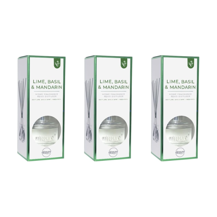 Airpure Lime Basil Mandarin Home Fragrance Reed Diffuser 100 ml - Pack of 3