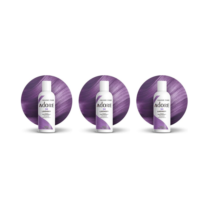 Adore Shining Semi Permanent Hair Colour Lavender 118ml - Pack of 3