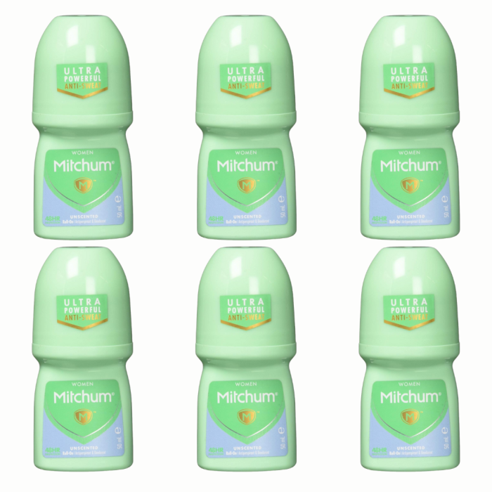 Mitchum Women Unperfumed Roll-On Antiperspirant 50ml - Pack of 6