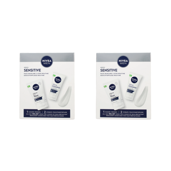 Nivea Men Sensitive Face Skincare Gift Set Face Wash & Moisturiser 2 Piece set - Pack of 2