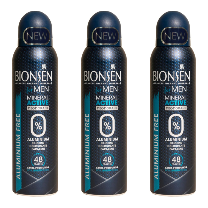Bionsen Mineral Active Men’s Deodorant Spray with Japanese Minerals 150ml - Pack of 3