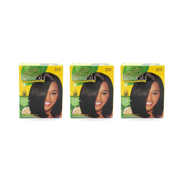 Soft & Beautiful Botanicals No-Lye Scalp Relaxer Coarse 1 Kit - Pack of 3