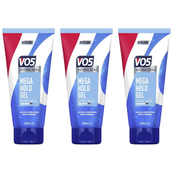 VO5 Mega Hold 24h Control Hair Styling Gel 200ml - Pack of 3