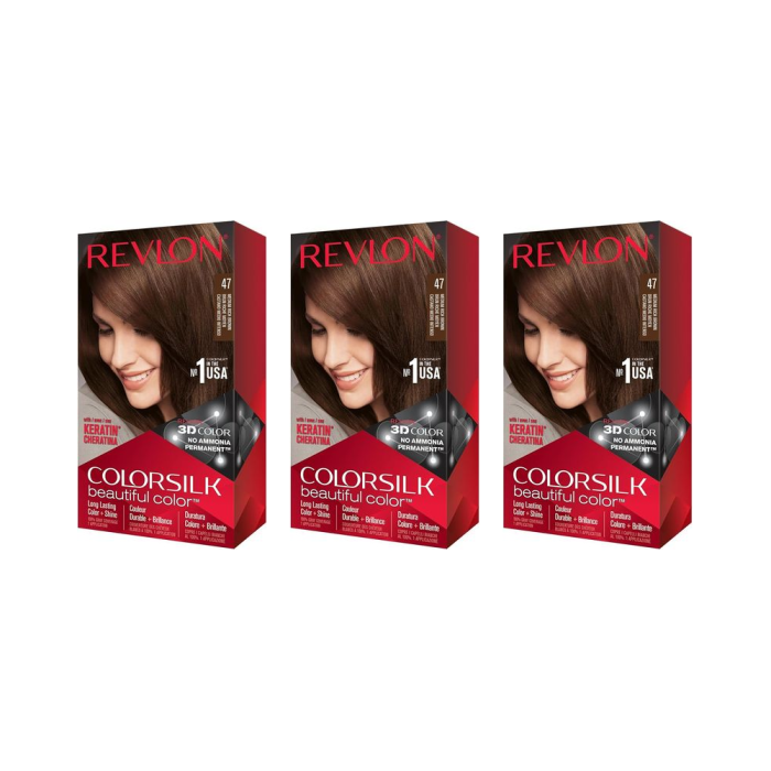 Revlon Colorsilk Hair Colour Medium Rich Brown 47 - Pack of 3