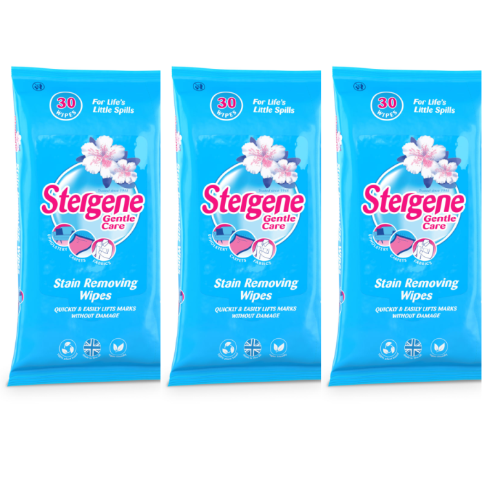 Stergene Gentle Care Stain Removing 30 Wipes - Pack of 3