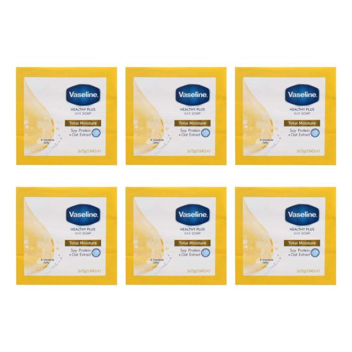 Vaseline Total Moisture Soap Bars 3 x 75g - Pack of 6