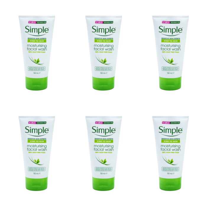 Simple Kind to Skin Moisturising Facial Wash 150 ML - Pack of 6