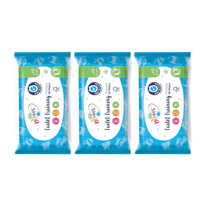 Little Heroes Toilet Training Flushable Baby Wipes 40 Wipes - Pack of 3