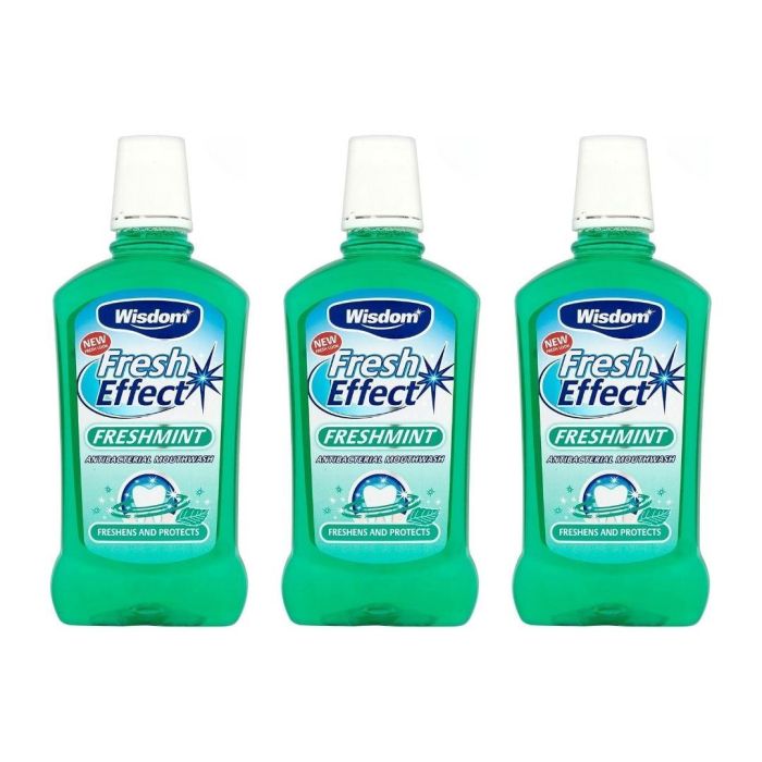 Wisdom Fresh Effect Freshmint Antibacterial Mouthwash 500 ML - Pack of 3