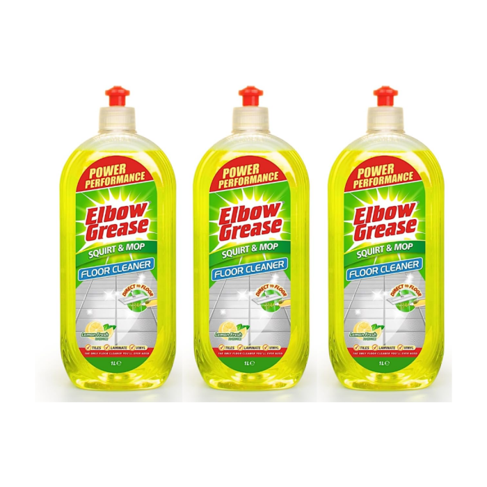 Elbow Grease Squirt & Mop Floor Cleaner Lemon Fresh For Tiles 1L - Pack of 3