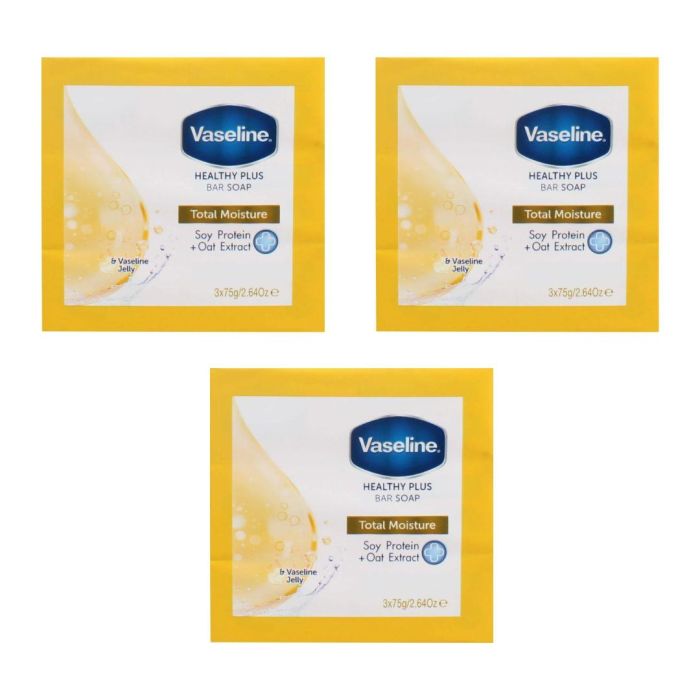 Vaseline Total Moisture Soap Bars 3 x 75g - Pack of 3