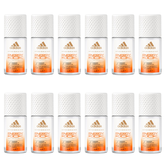 Adidas Energy Kick Roll-On Deodorant for Women 50ml - Pack of 12