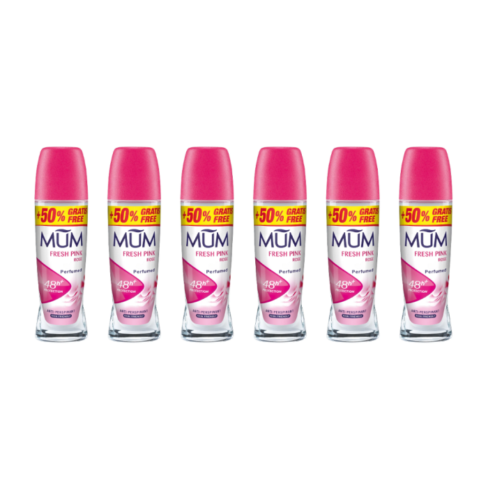 Mum Fresh Pink Rose Antiperspirant Deodorant 48hrs Protection 75ml - Pack of 6