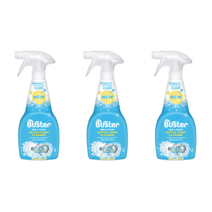 Buster Sink & Kitchen Foam Cleaner Spray 500ml - Pack of 3