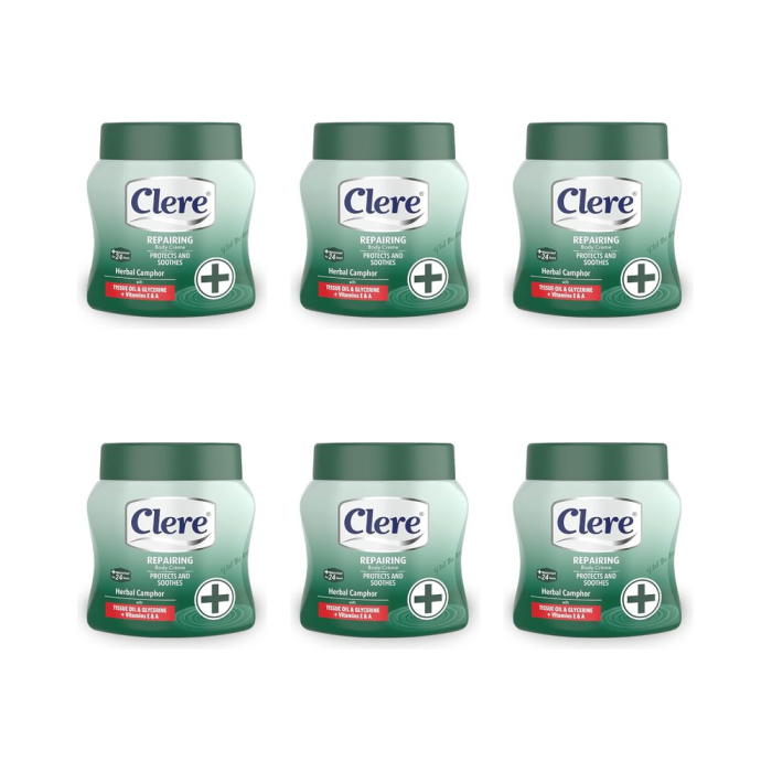 Clere Repairing Body Cream with Herbal Camphor 500ml - Pack of 6