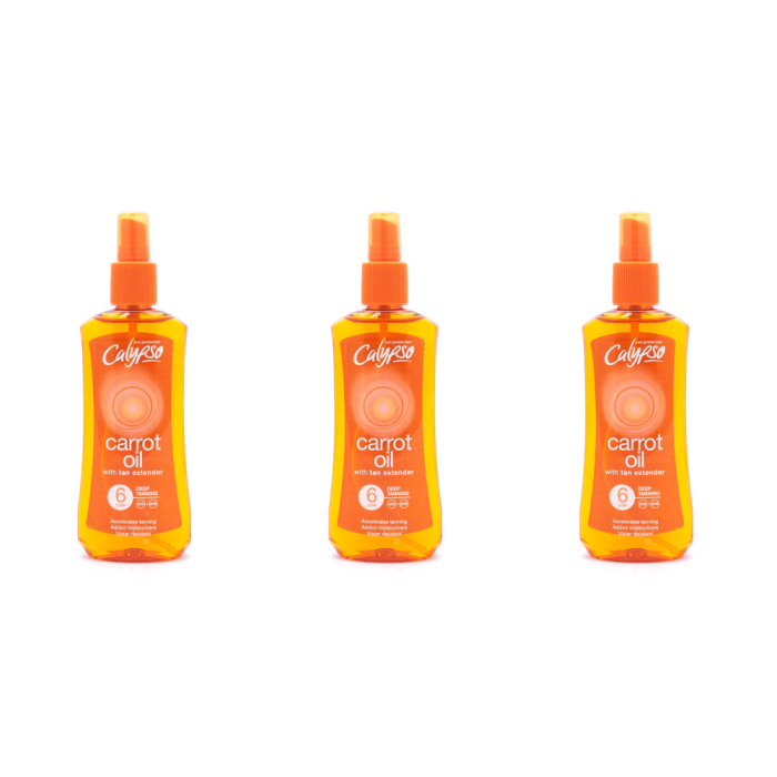 Calypso Carrot Oil SPF6 Tan Extender Moisturising Oil 200ml - Pack of 3