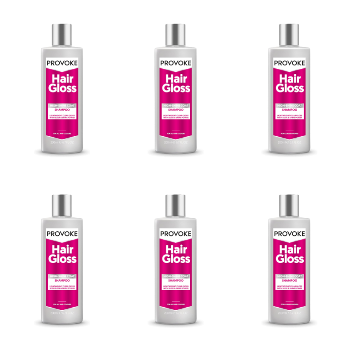 Provoke Hair Gloss High-Shine Coat Shampoo 200ml - Pack of 6