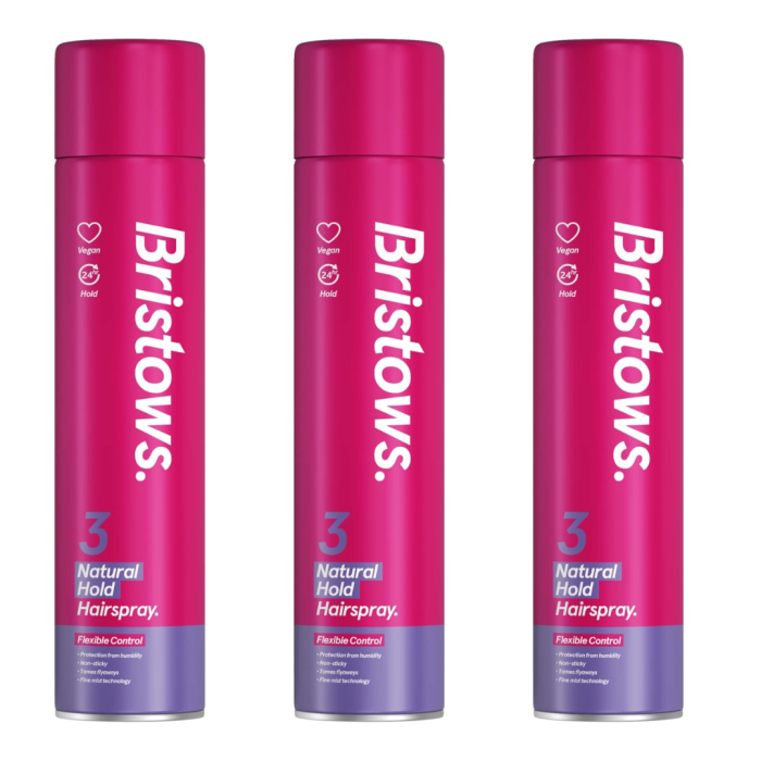 Bristows Natural Hold Flexible Control Hairspray 400ml - Pack of 3
