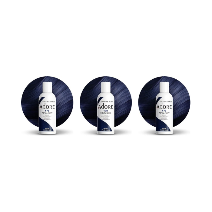 Adore Shining Semi Permanent Hair Colour Royal Navy 118ml - Pack of 3