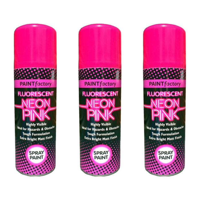 Paint Factory Neon Pink Spray Paint 200ml - Pack of 3