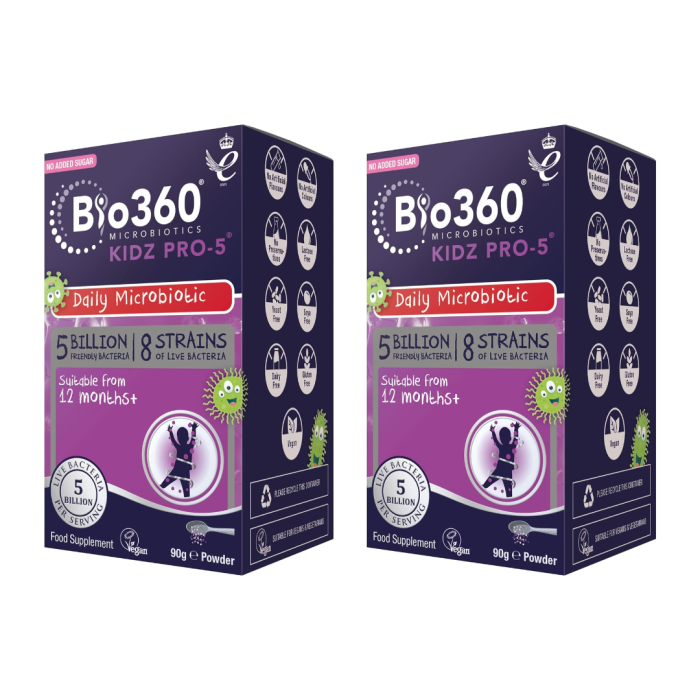 Natures Aid Bio 360 Kidz Pro-5 Daily Microbiotic Powder 90g - Pack of 2