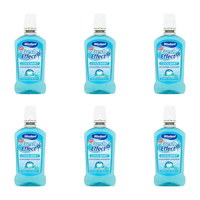Wisdom Fresh Effect Coolmint Antibacterial Mouthwash 500 ML - Pack of 6