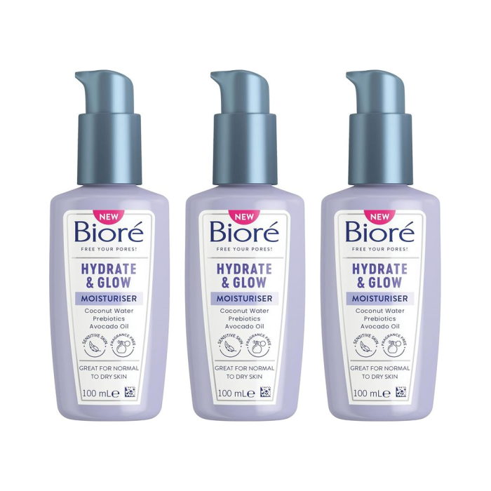 Biore Hydrate & Glow Moisturiser 100ml - Pack of 3