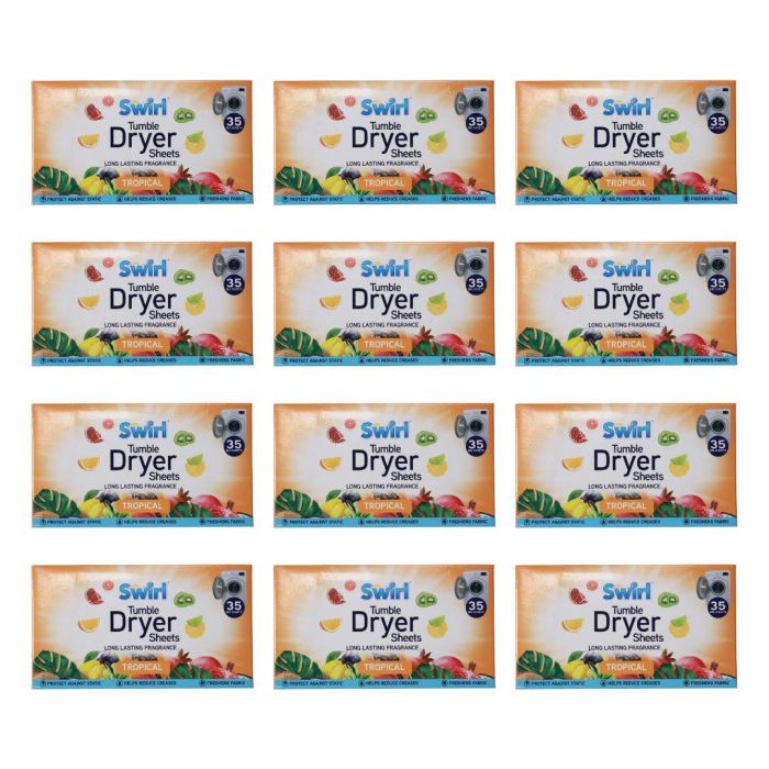Swirl Tumble Dryer Sheets Tropical 35 PK - Pack of 12