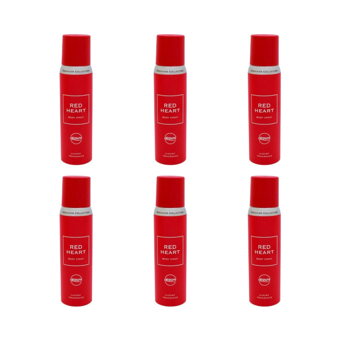 Airpure Designer Body Spray Ladies Red Heart 100ml - Pack of 6
