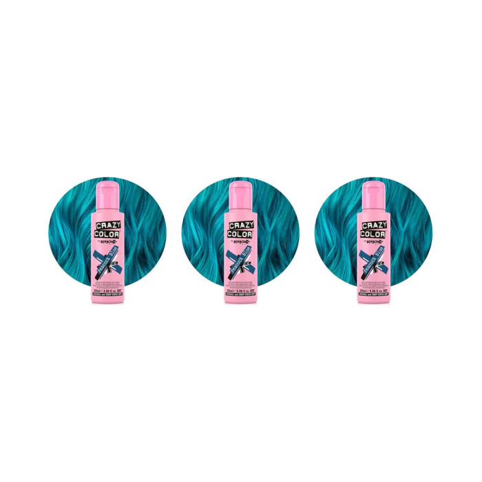 Crazy Color 45 Peacock Blue  Semi-Permanent Hair Color 100ml - Pack of 3
