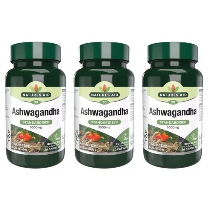 Natures Aid Ashwagandha 5000mg 30 Capsules - Pack of 3