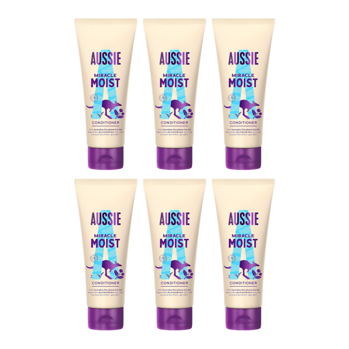 Aussie Miracle Moist Conditioner Dry Brittle Hair 200ml - Pack of 6