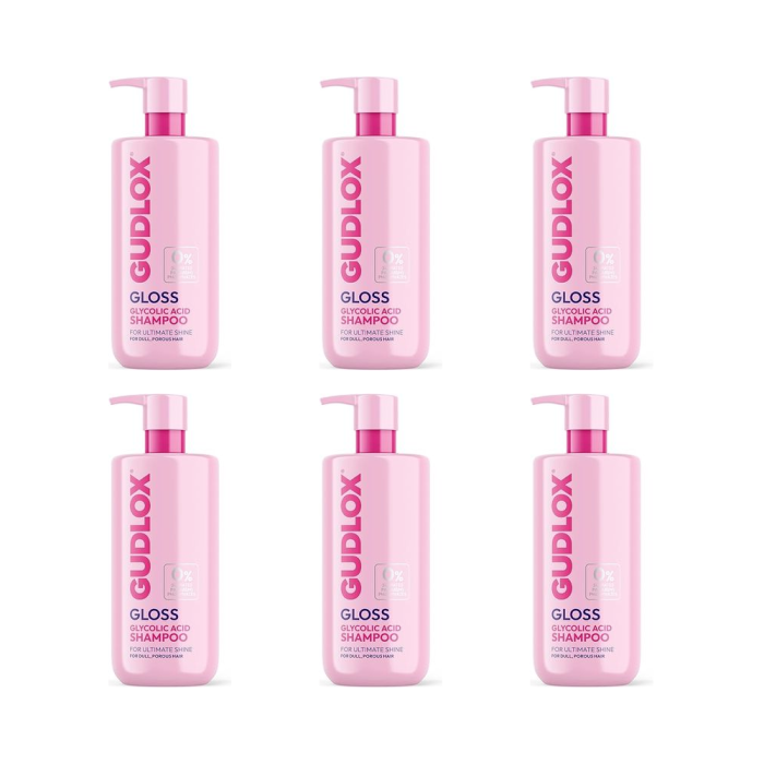 Gudlox Gloss Glycolic Acid Sulphate-Free Shampoo 400ml - Pack of 6