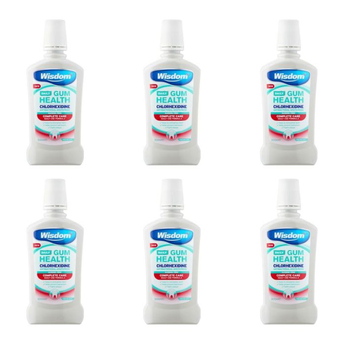 Wisdom Daily Gum Health Chlorhexidine Alcohol Free Mouthwash 500 ML - Pack of 6