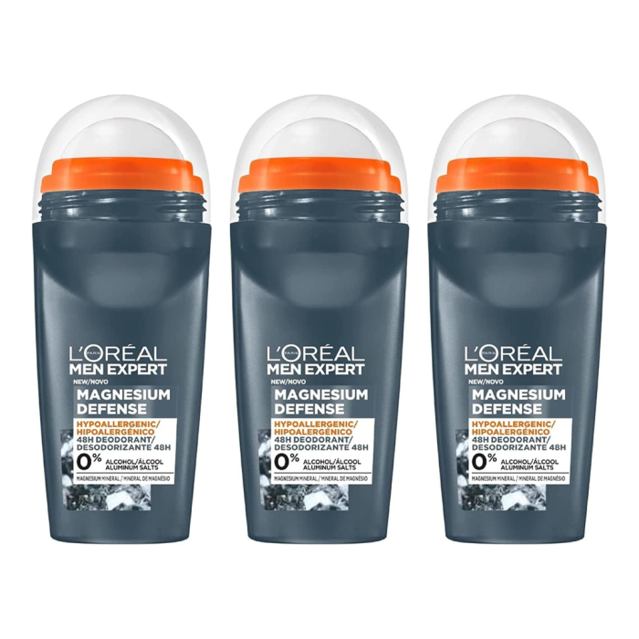 L'Oreal Men Expert Magnesium Defence Roll-On 50ml - Pack of 3