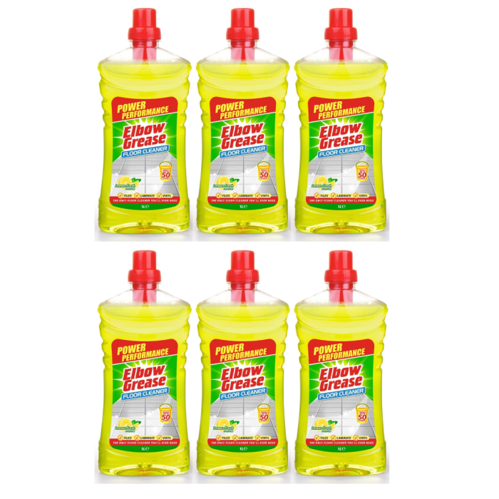 Elbow Grease Concentrated Floor Cleaner Lemon Fresh for Tiles 1L - Pack of 6