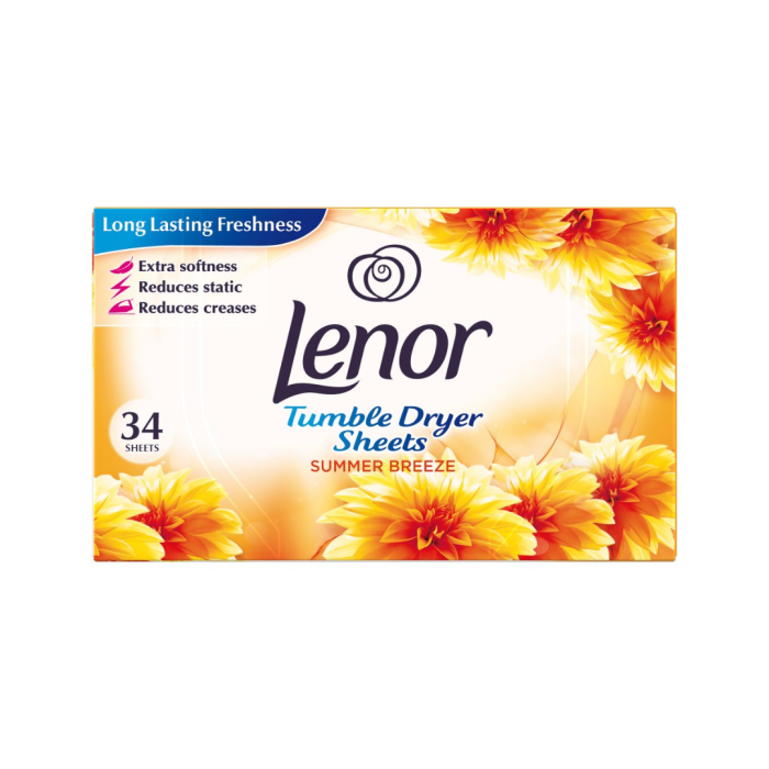 Lenor Tumble Dryer Sheets Summer Breeze Scent 34 Sheets