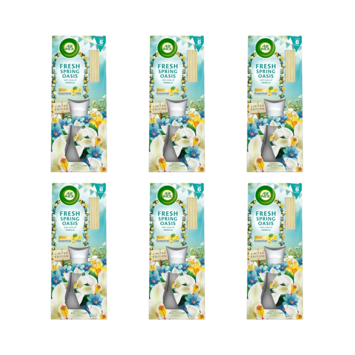 Air Wick Fresh Spring Oasis Essential Oils Reeds Diffuser 42ml - Pack of 6