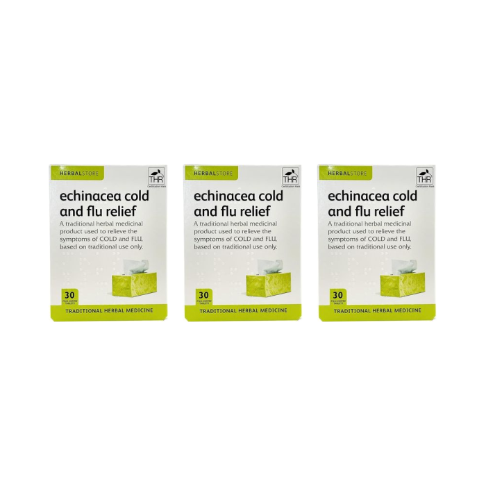 HerbalStore Echinacea Cold and Flu Relief 30 Tablets - Pack of 3