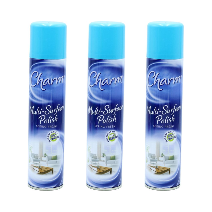 Charm Multi-Surface Polish Spring Fresh Cleans and Shines 330ml - Pack of 3