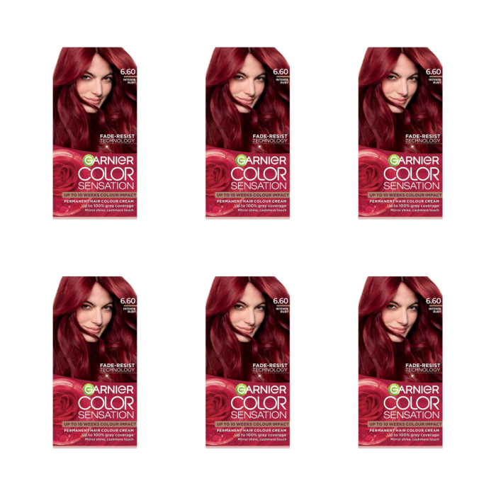 Garnier Color Sensation 6.60 Intense Ruby Red Hair Dye - Pack of 6