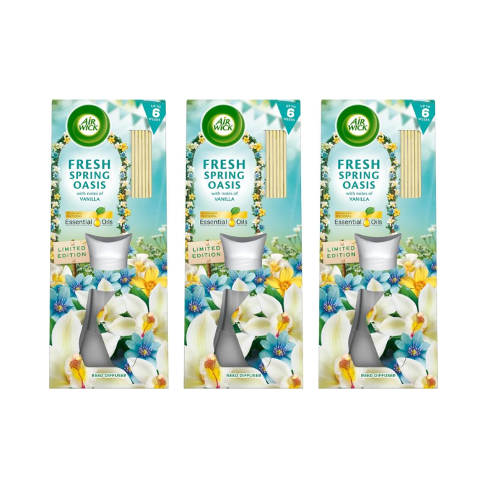 Air Wick Fresh Spring Oasis Essential Oils Reeds Diffuser 42ml - Pack of 3