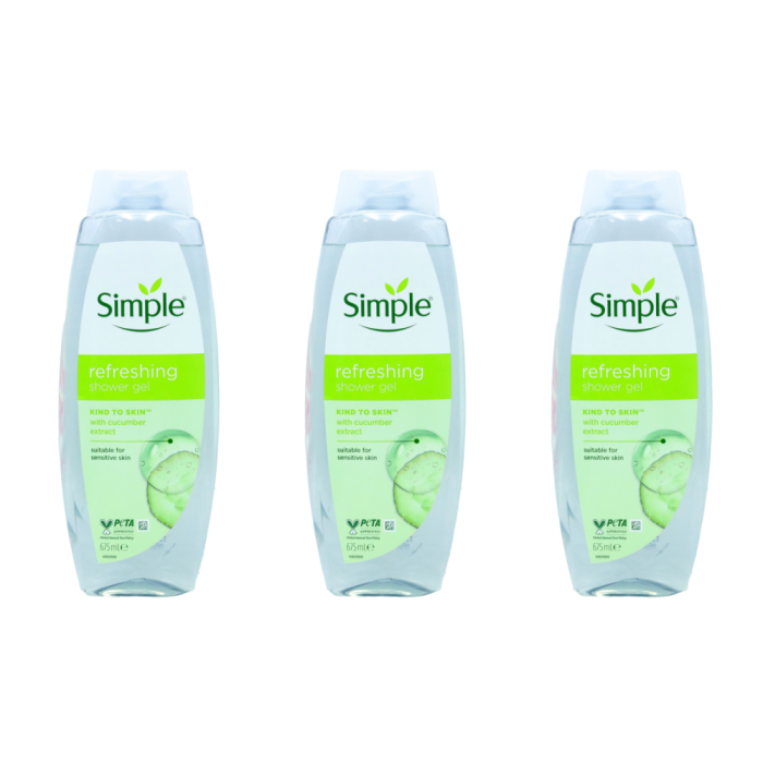 Simple Kind to Skin Refreshing Cucumber Shower Gel 675ml - Pack of 3